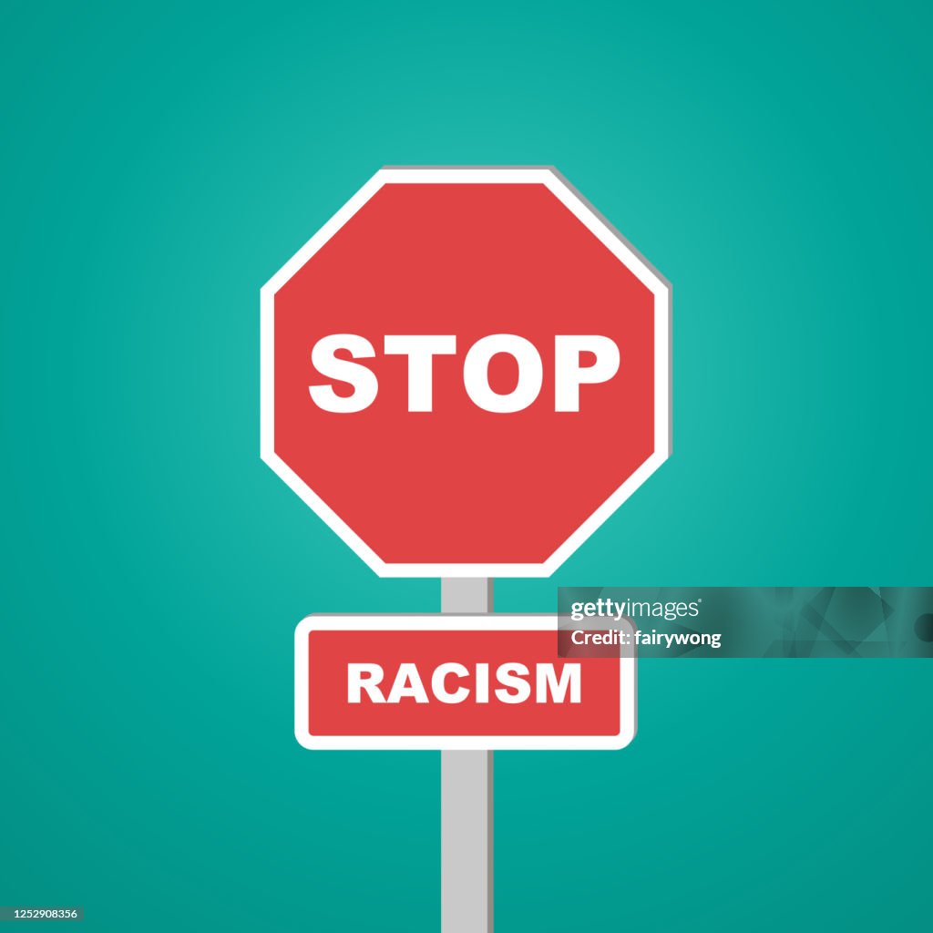 Stop Rascicm Antiracism Concept Red Stop Racism Sign High-Res Vector Graphic - Getty ...