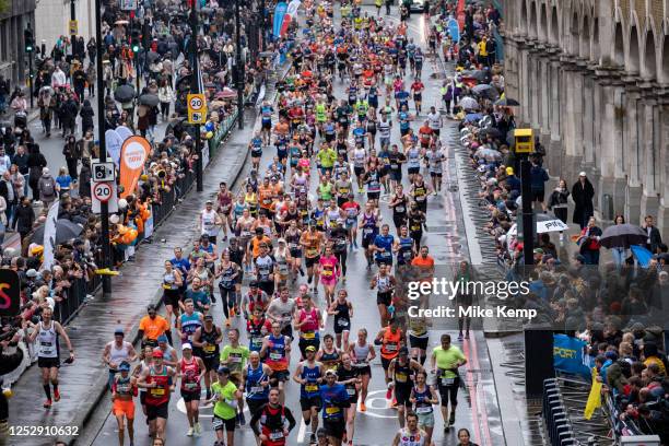 Participants taking part in the 2023 TCS London Marathon on 23rd April 2023 in London, United Kingdom. The London Marathon is a long-distance running...