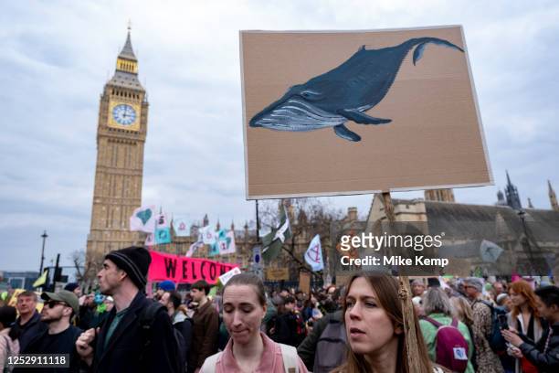 Thousands of protesters from the environmental group Extinction Rebellion gather on Earth Day for The Big One For Biodiversity March non-disruptive...