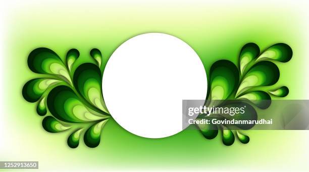 creative layout background and green leaves with paper card note - aerial forest stock illustrations