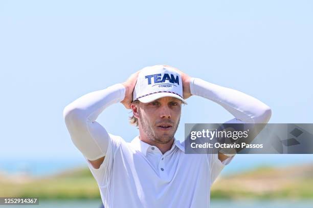 Maximilian Rottluff of Germany celebrates the victory after plays his fourth shot on the 18th hole during Day Four of the UAE Challenge at Saadiyat...