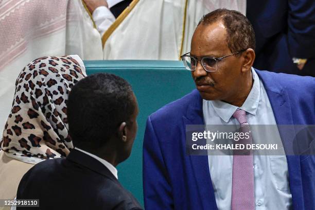 Sudan's ambassador to Egypt Abdelaziz Hassan Saleh attends an emergency meeting of Arab League foreign ministers in Cairo on May 7, 2023.