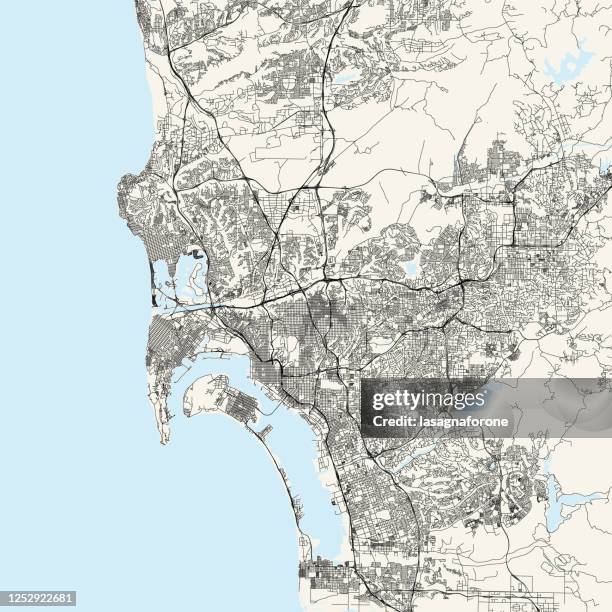 san diego, california, usa vector map - san diego bay stock illustrations