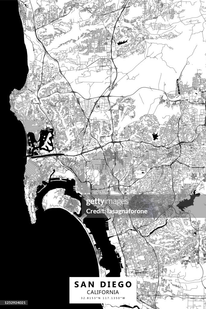 San Diego, California, USA Vector Map