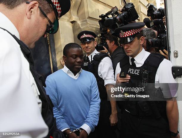 Trader Kweku Adoboli leaves the City of London Magistrates court on September 16, 2011 in London, England. Mr Adoboli was arrested yesterday while...