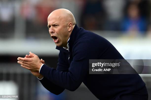 Feyenoord coach Arne Slot during the Dutch Eredivisie match between Excelsior and Feyenoord at Van Donge & De Roo Stadium on May 7, 2023 in...