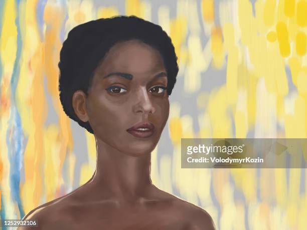 stockillustraties, clipart, cartoons en iconen met pittoresk portret van een meisje van afrikaans type falashi - beautiful ethiopian girls