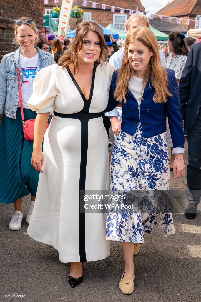 Princess Beatrice and Princess Eugenie of York Attend A Coronation Big Lunch