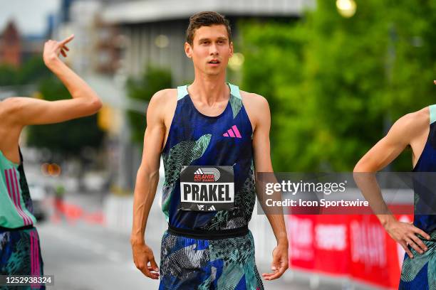 Sam Prakel of the United States prepares to run the mile during the adidas Atlanta City Games on May 6th, 2023 at Centennial Olympic Park in Atlanta,...