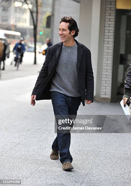 Paul Rudd is seen on location for "Wanderlust" on the streets of Manhattan on November 20, 2010 in New York City.