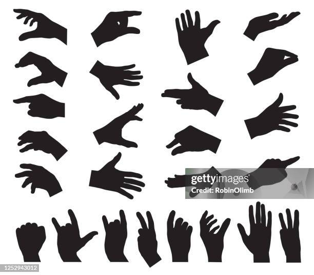 hand silhouettes - pinching stock illustrations