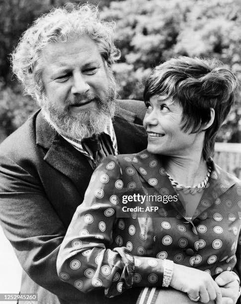 File photo dated 12 july 1972 shows Sir Peter Ustinov, British actor and dramatist, and his wife Helene du Lau d'Allemans in Paris during fashion...