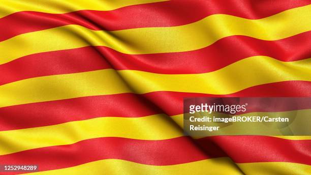 illustrations, cliparts, dessins animés et icônes de flag of the region catalonia, spain, 3d illustration - catalogne