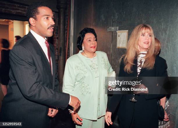 Dexter Scott King, Coretta Scott King and Jane Fonda attend Twister premiere Benefiting G-CAPP at The Fox Theater in Atlanta Georgia, May 10, 1996...