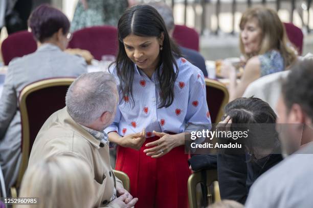 Prime Minister Rishi Sunak's wife Akshata Murhy is seen as British Prime Minister hosts a lunch in Downing Street to celebrate the coronation of King...