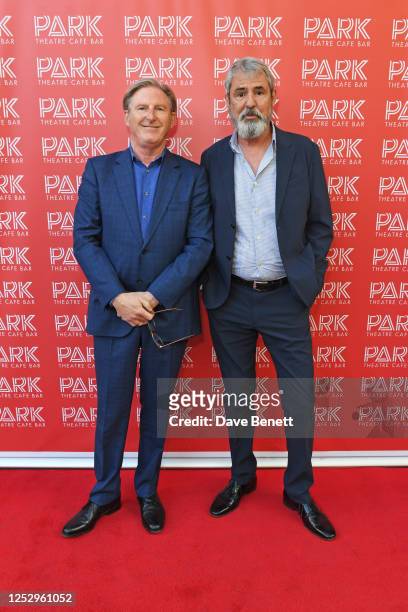 Adrian Dunbar and Neil Morrissey attend the Park Theatre 10th Anniversary party on May 7, 2023 in London, England.