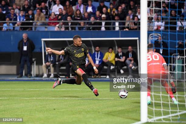 Kylian MBAPPE during the Ligue 1 Uber Eats match between Troyes and PSG at Stade de l'Aube on May 7, 2023 in Troyes, France.