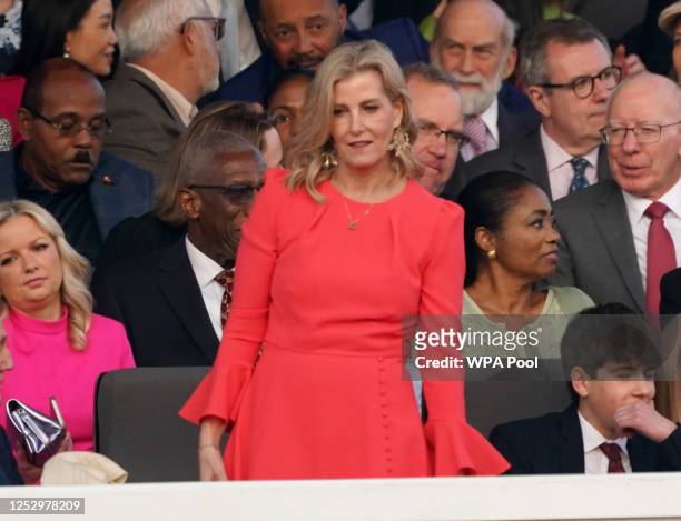 Sophie, Duchess of Edinburgh arrives to take her seat in the Royal Box for the Coronation Concert held in the grounds of Windsor Castle on May 7,...