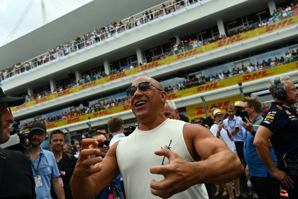 Actor Vin Diesel attends the 2023 Miami Formula One Grand Prix at the Miami International Autodrome in Miami Gardens, Florida, on May 7, 2023.