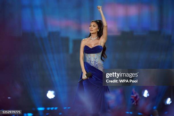 Nicole Scherzinger performs during the Coronation Concert on May 7, 2023 in Windsor, England. The Windsor Castle Concert is part of the celebrations...