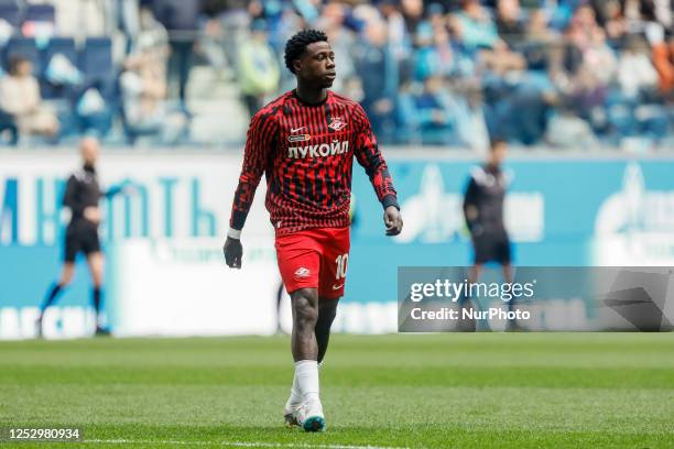 Quincy Promes of Spartak Moscow looks on during the warm-up ahead of the Russian Premier League match between FC Zenit Saint Petersburg and FC...