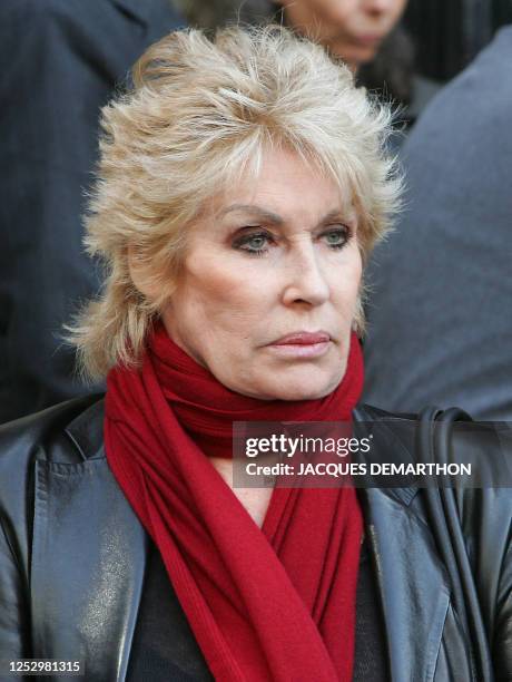 French actress Claire Maurier leaves Saint-Eustache's church after attending the funeral mass of French actor Jean-Pierre Cassel, 26 April 2007 in...