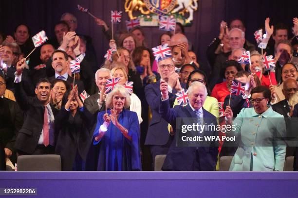 Prime Minister Rishi Sunak, Akshata Murty, Queen Camilla, King Charles III and Commonwealth Secretary-General, Patricia Scotland, Baroness Scotland...