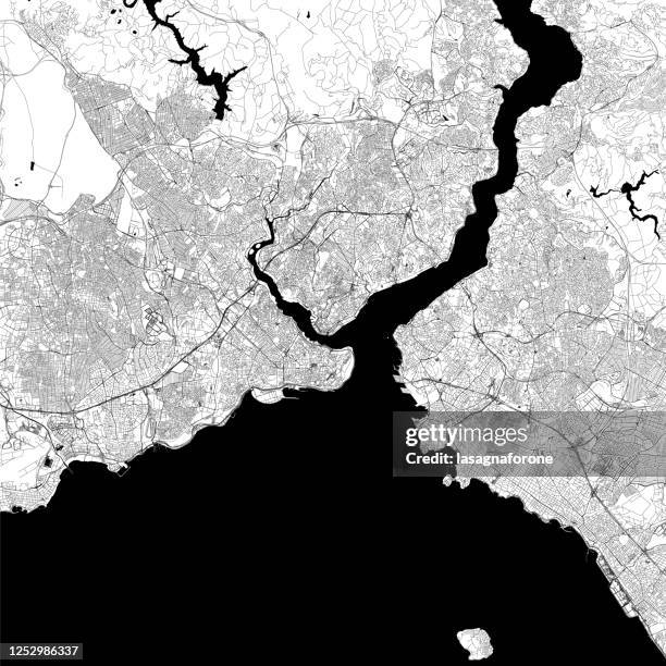 istanbul, turkey vector map - golden horn stock illustrations