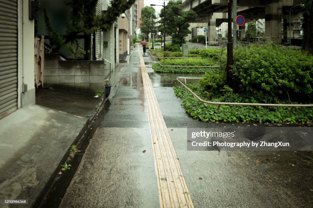 Tokyo city street in the rain.