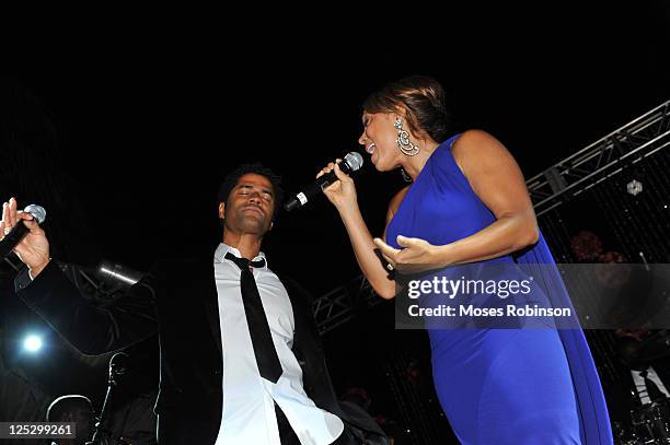 Recording Artist Eric Benet and recoring artst Tamia perform at Oscar Joyner and Alem Joyner's wedding reception and after party on October 9, 2010...