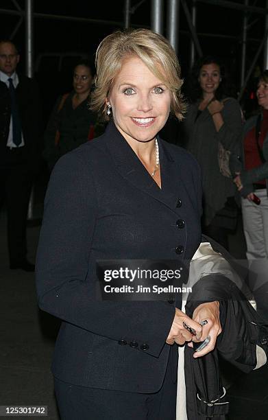 Personality Katie Couric attends the Giorgio Armani & The Cinema Society screening of "Fair Game" at The Museum of Modern Art on October 6, 2010 in...