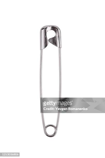 safety pin isolated on white background - brooch stock pictures, royalty-free photos & images