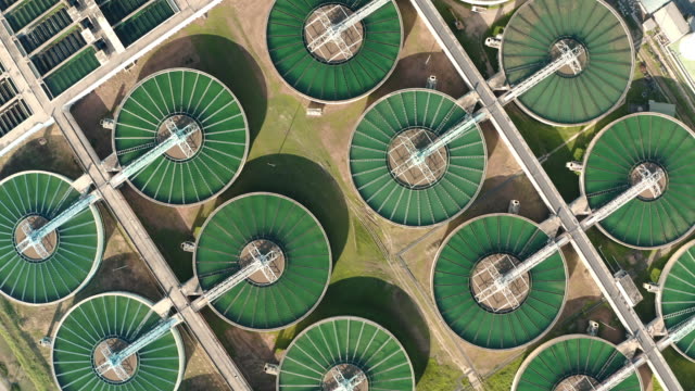 Aerial view water treatment plant for Environment conservation.
