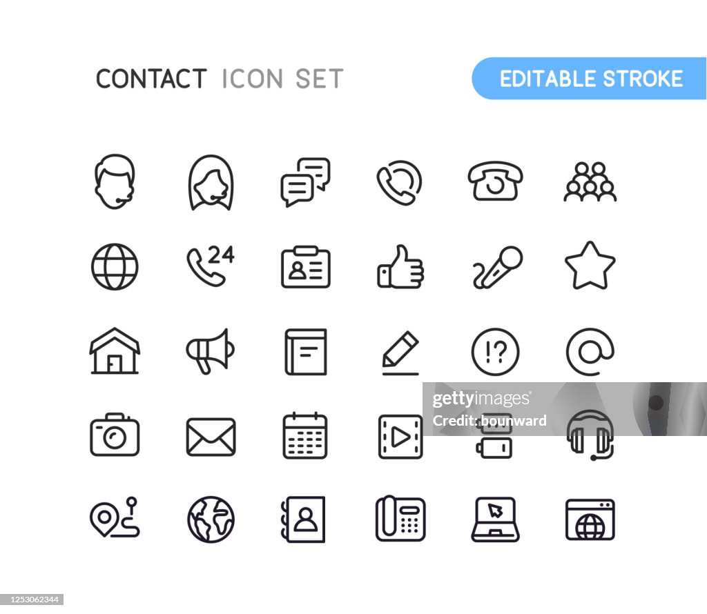 Social Contact Outline Icons Editable Stroke