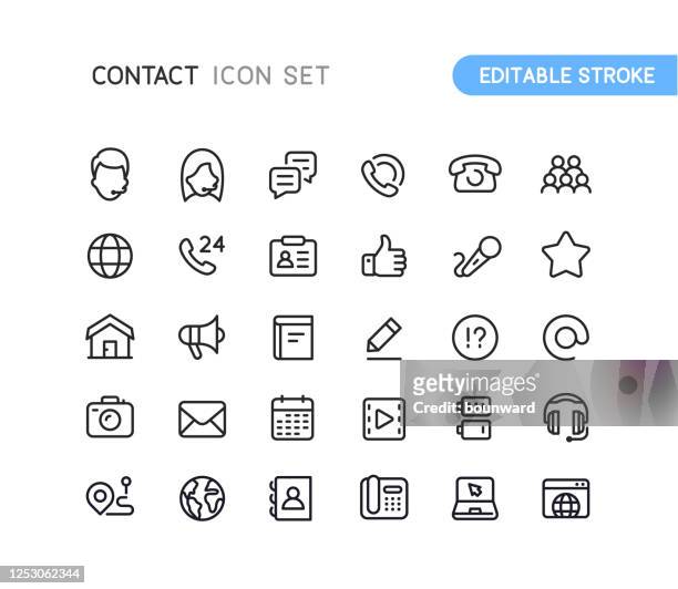 social contact outline icons editable stroke - customer service icons stock illustrations