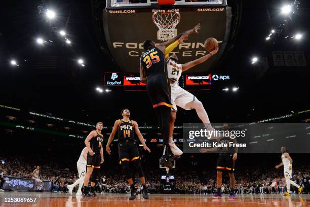 Jamal Murray of the Denver Nuggets drives to the basket during the game against the Phoenix Suns during the Western Conference Semi Finals of the...