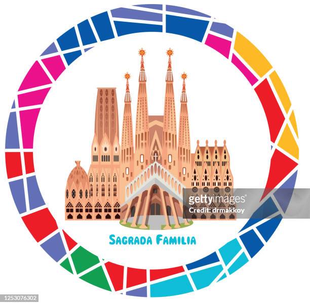 stockillustraties, clipart, cartoons en iconen met sagrada familia - barcelona