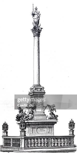 renaissance in germany: munich, marian column - st marys column stock illustrations
