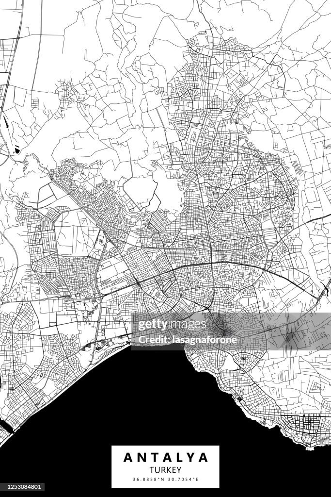 Antalya, Turkey Vector Map