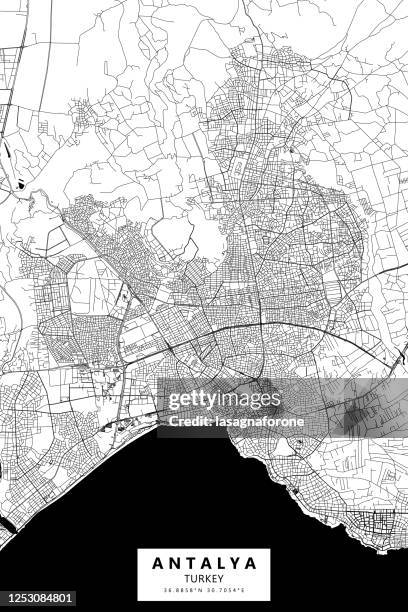 antalya, turkey vector map - temple of hadrian turkey stock illustrations