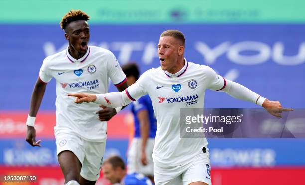 Ross Barkley of Chelsea celebrates after scoring his sides first goal during the FA Cup Fifth Quarter Final match between Leicester City and Chelsea...