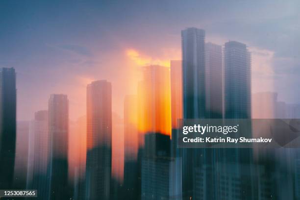 astro projection. taking off into sunset dimensions - toronto architecture stock pictures, royalty-free photos & images