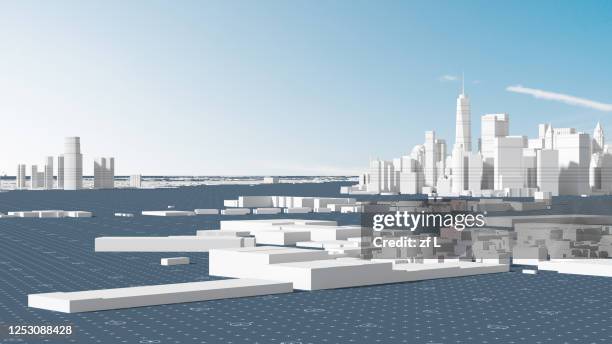 三維渲染數字城市天際線 - building code stock pictures, royalty-free photos & images