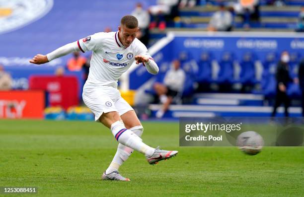 Ross Barkley of Chelsea in action during the FA Cup Fifth Quarter Final match between Leicester City and Chelsea FC at The King Power Stadium on June...
