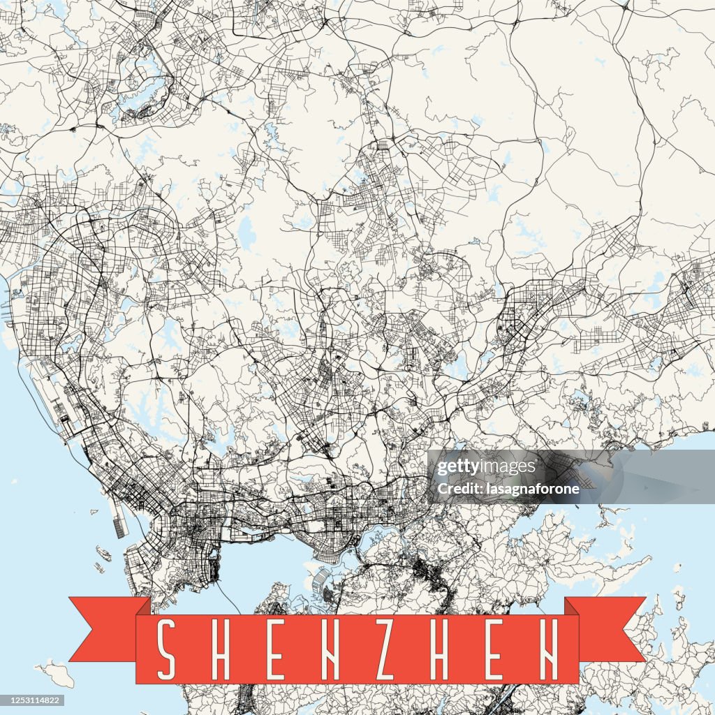 Shenzhen, China Vector Map