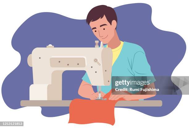 textile industry - sewing machine stock illustrations