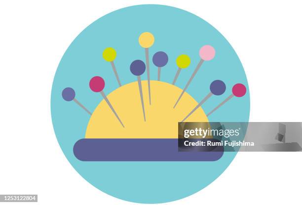 pin cushion - embroidery thread stock illustrations