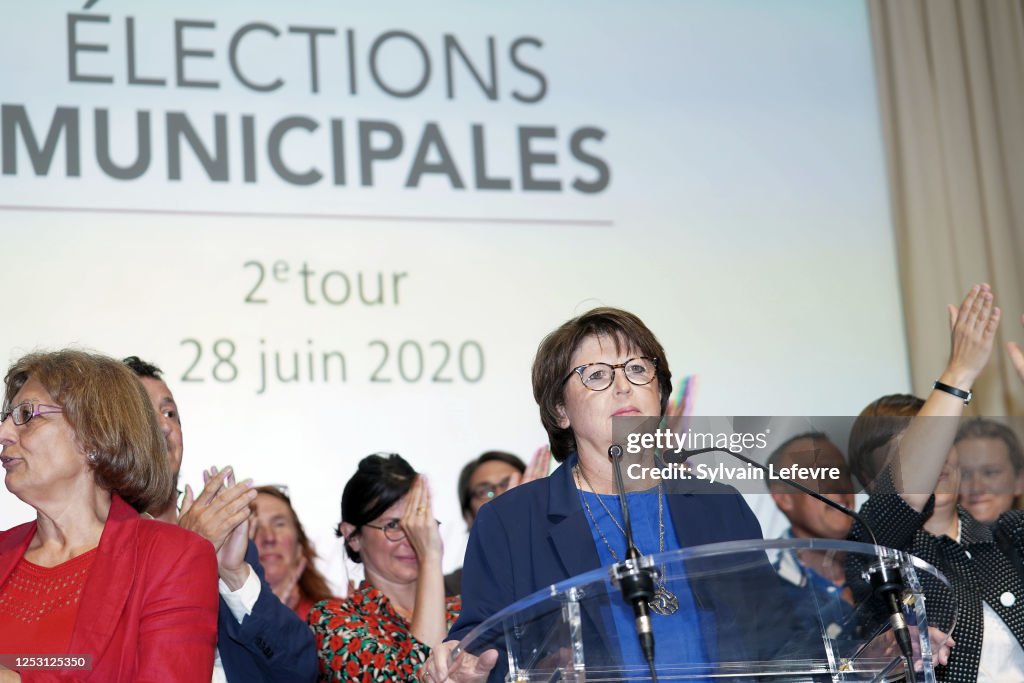 Left Wing Socialist Party Lille's Mayor Martine Aubry Attends Election Night For The 2nd Round Of Mayoral Election