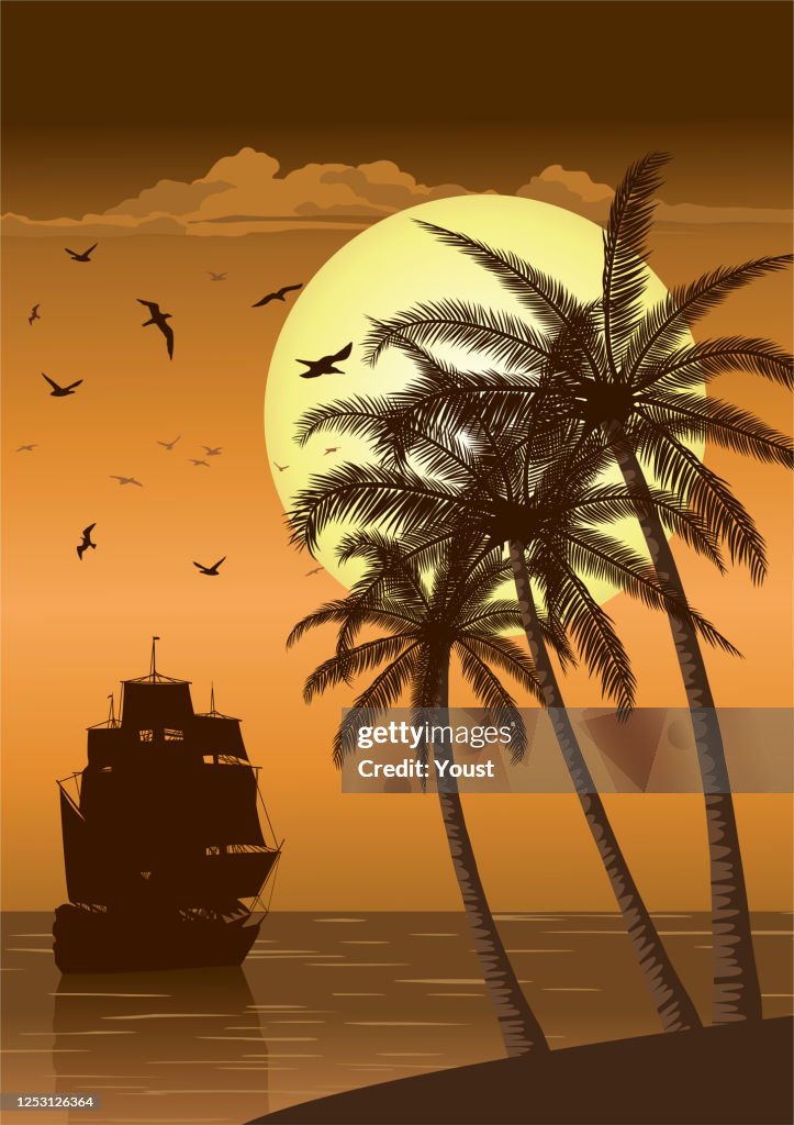 Majestic Sailing Ship at Sea