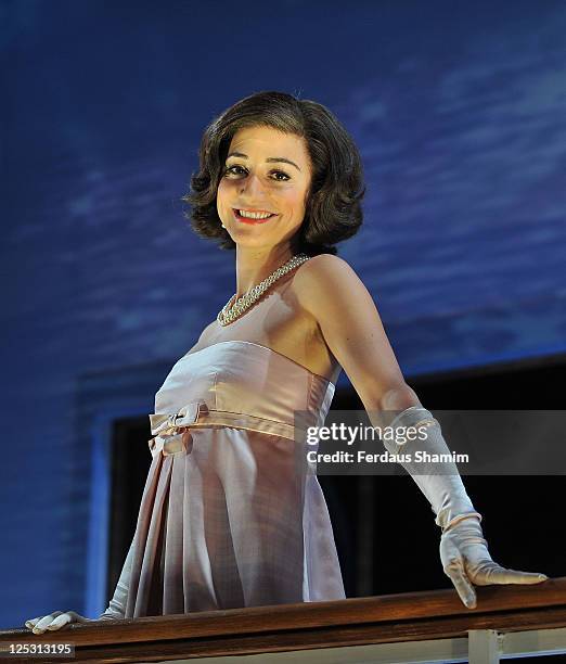 Lydia Leonard takes part in the theatre production 'Onassis' at Novello Theatre on October 5, 2010 in London, England.